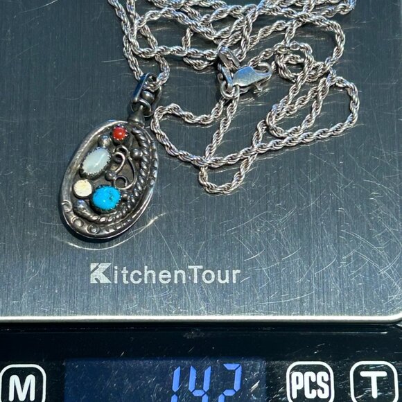 2 sided- Rotates Native American Sterling Pendant with 24" HAN Italy 925 Chain - Picture 6 of 11